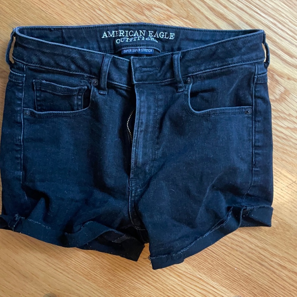American eagle high rise black jean shorts